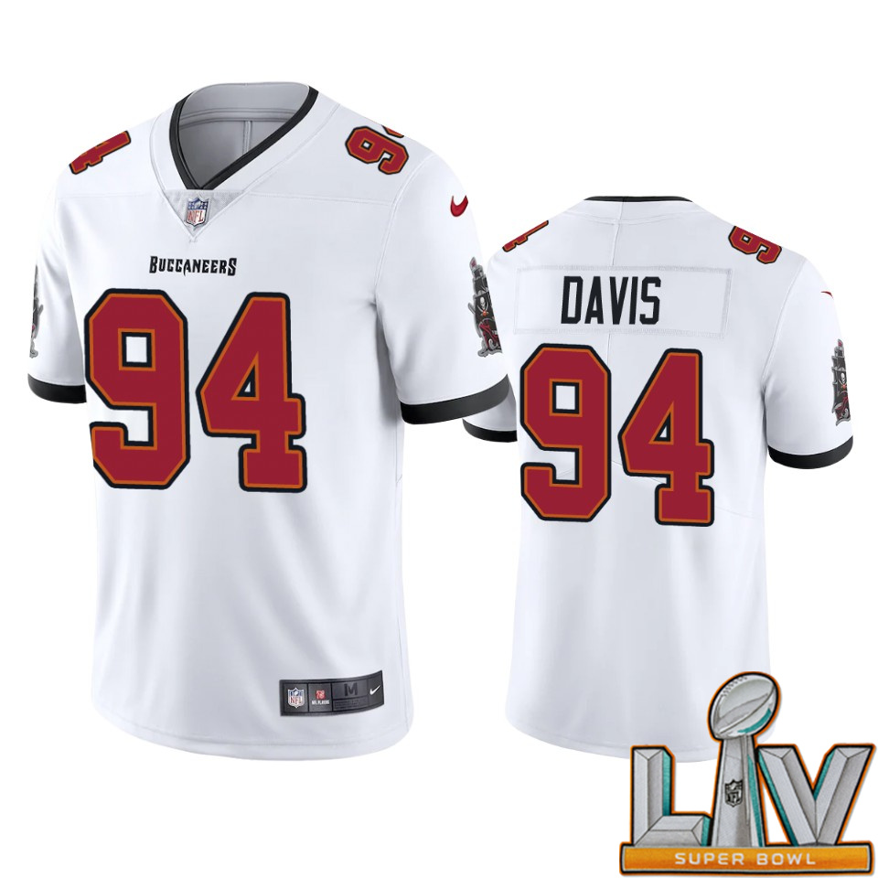 Super Bowl LV 2021 Tampa Bay Buccaneers Men Nike NFL #94 Khalil Davis White Vapor Untouchable Limited Jersey->nba dust mask->Sports Accessory
